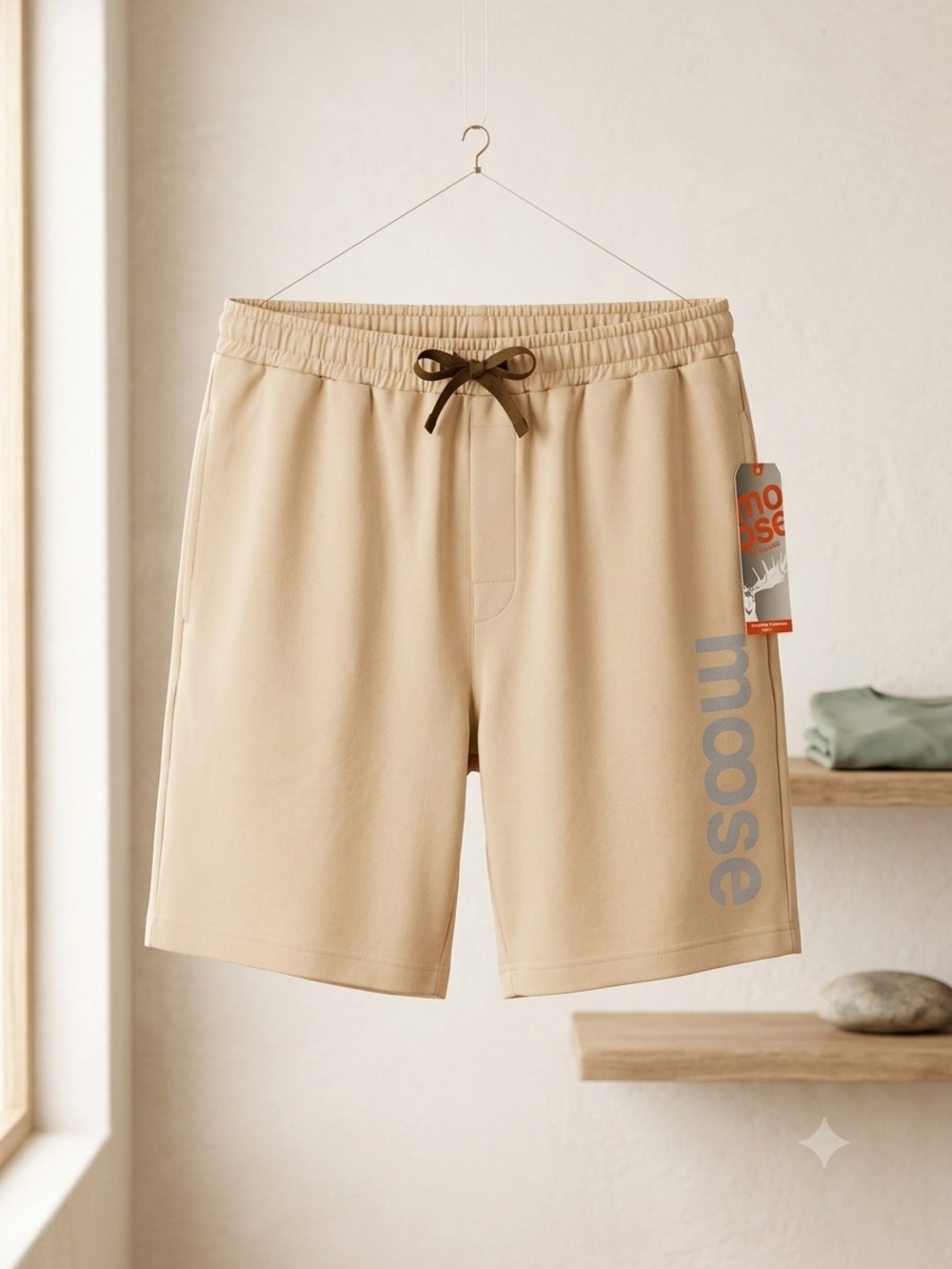 Moose Men's Beige Swim Hybrids with Elastic Waist